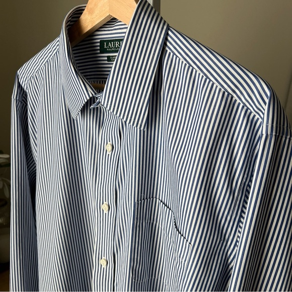 Ralph Lauren Classic Men’s Blue/white Striped L/S Button Up 17, 36/37 - Picture 5 of 10